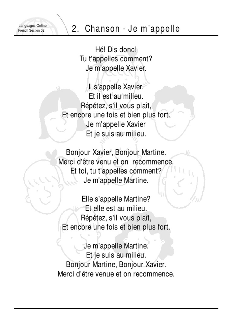 Chanson Je M Appelle