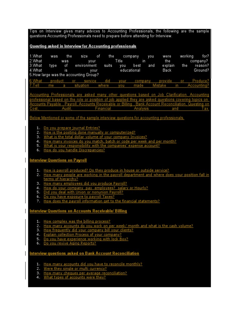 Tips On Interview Gives Many Advices To Accounting Professionals | PDF ...