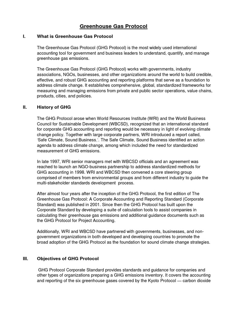 Greenhouse Gas Protocol Overview | PDF | Greenhouse Gas | Global ...