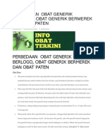 Perbedaan Obat Generik Berlogo, Obat Generik Bermerek Dan Obat Paten