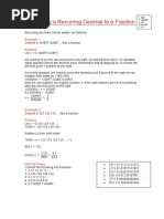 Converting a Recurring Decimal to a Fraction