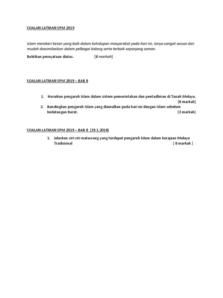 Soalan Latihan Spm 2019 Pdf