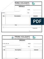 Prima Holidays: Invoice