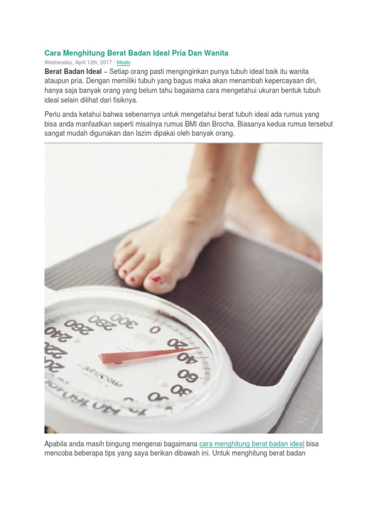 Cara Menghitung Berat Badan Ideal Pria Dan Wanita | PDF