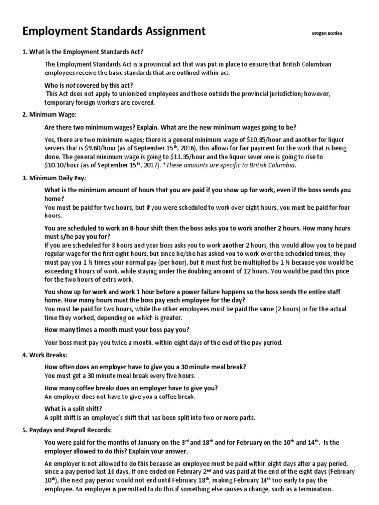 Understanding Employment Standards in BC | PDF | Layoff | Employment