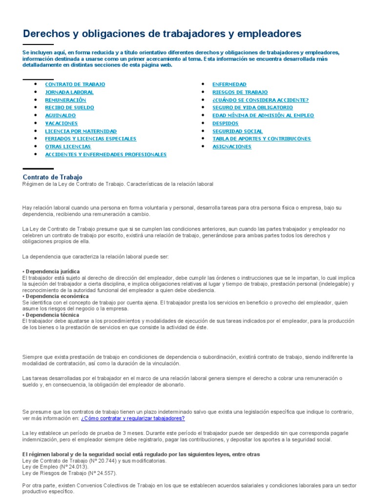 Derechos y Obligaciones Laborales | PDF | Derecho laboral | Salario