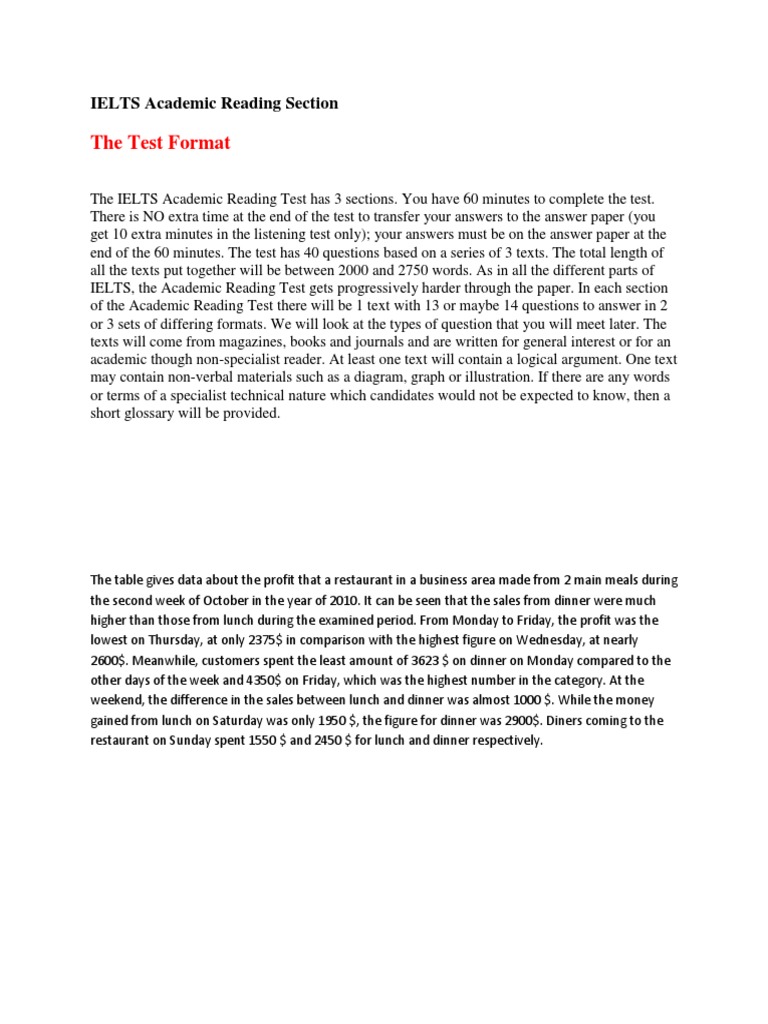 The Test Format Ielts Academic Reading Section Pdf Career Growth