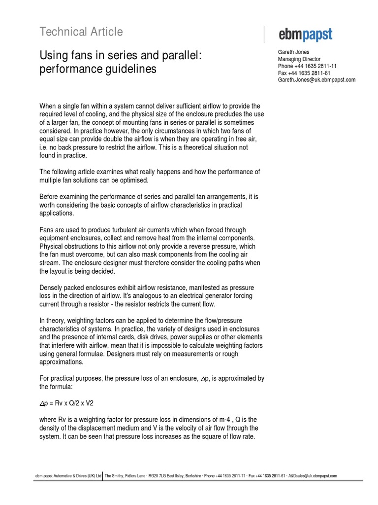 Using Fans in Series and Parallel PDF Flow Measurement Series And Parallel Circuits
