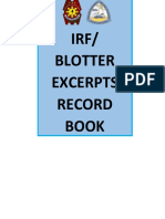 Irf/ Blotter Excerpts Record Book