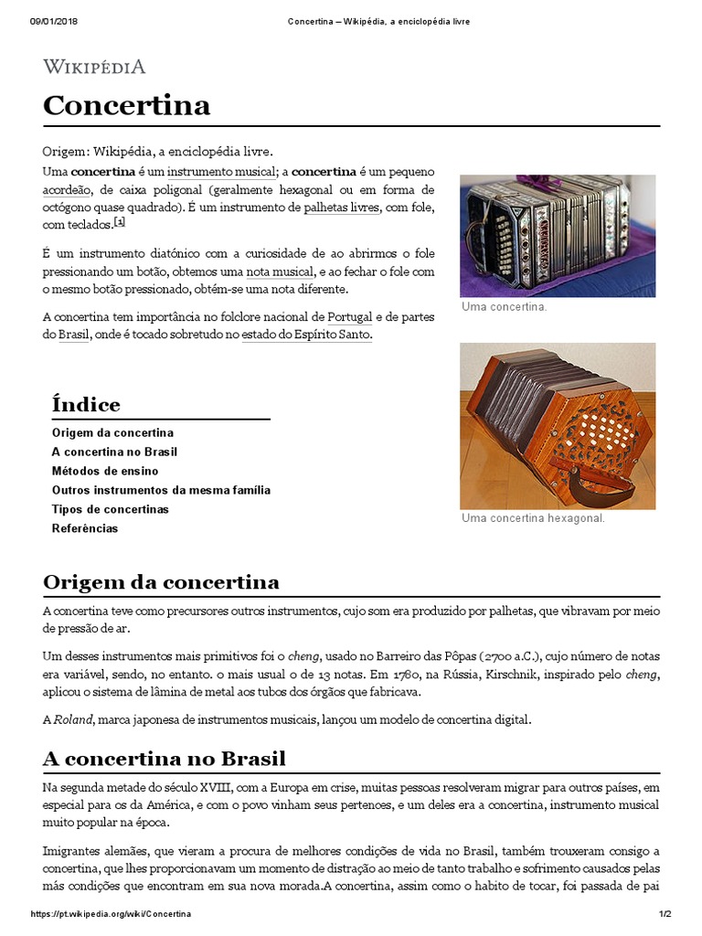 Concertina Wikipédia, A Enciclopédia Livre PDF Entretenimento
