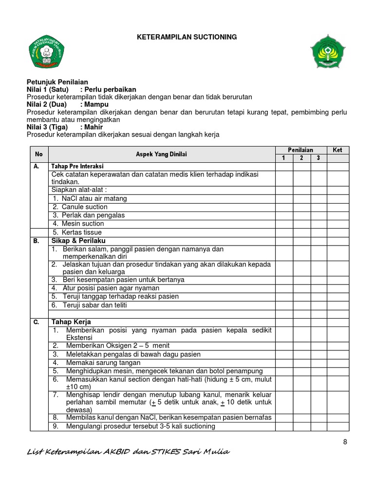 Checklist Suctioning | PDF