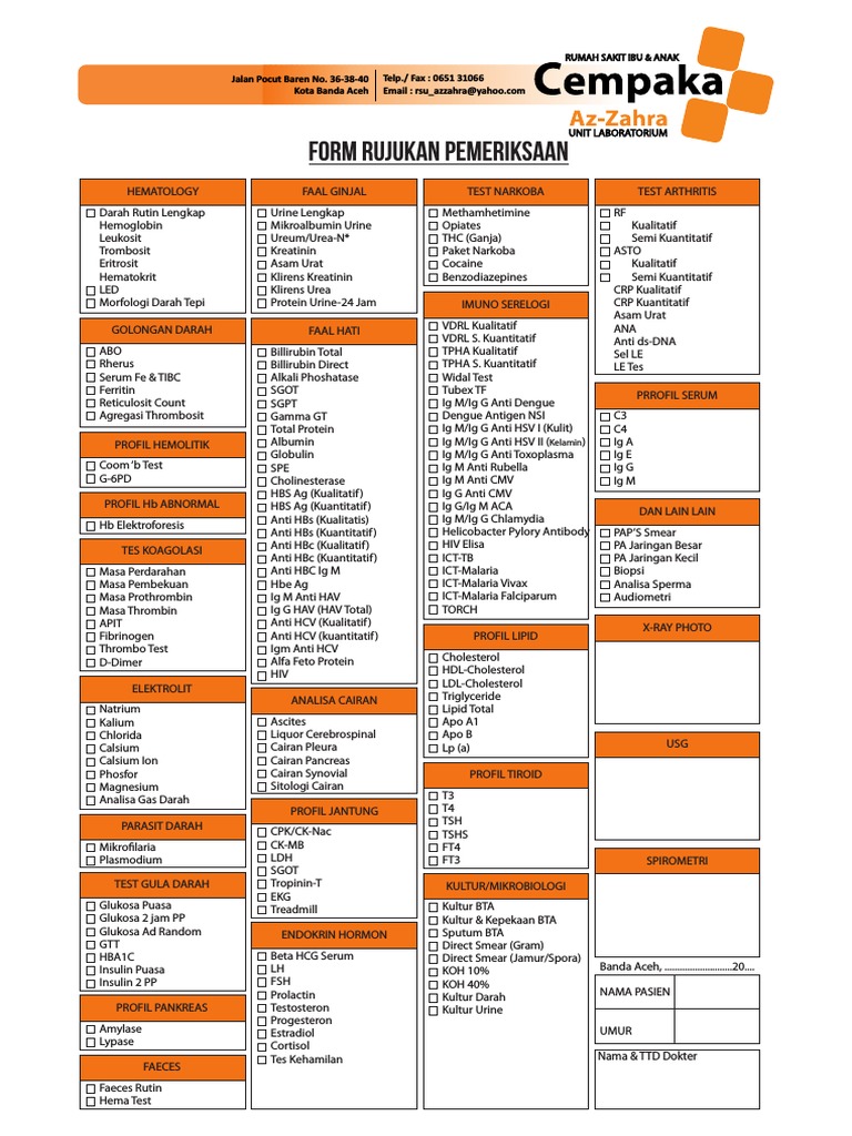 Form Rujukan Lab A4 | PDF