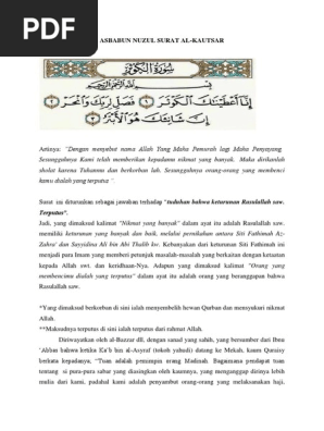 Asbabun Nuzul Surat Alkautsar