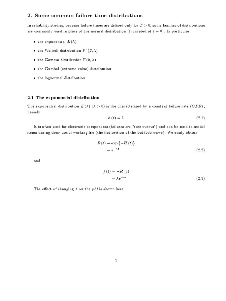 Time To Failure Distributions | PDF | Analysis | Probability Theory