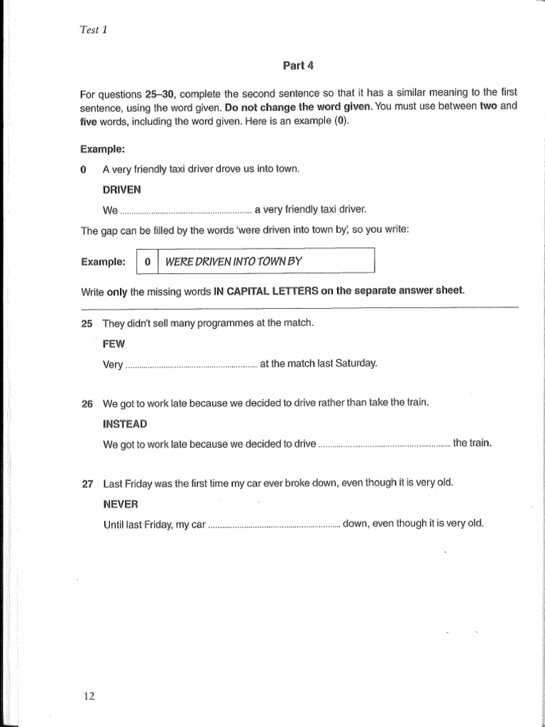 Fce Use English Part 4 Test 1 | PDF