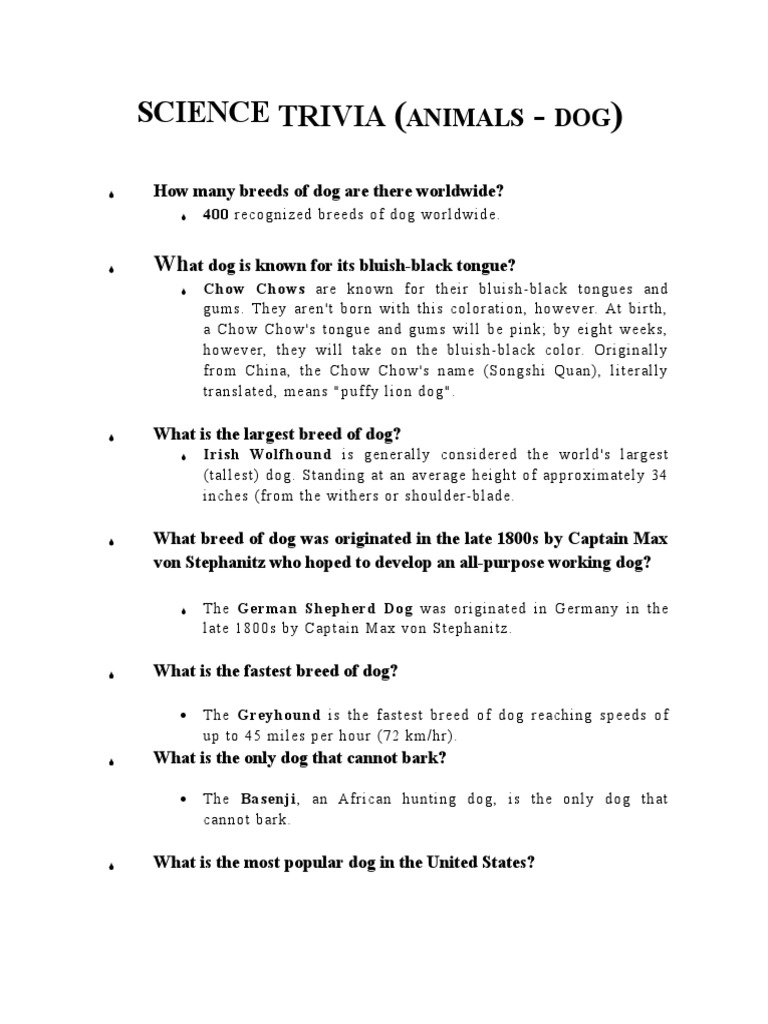Dog Trivia: Fun Facts and Breeds | PDF | Dogs | Breeds