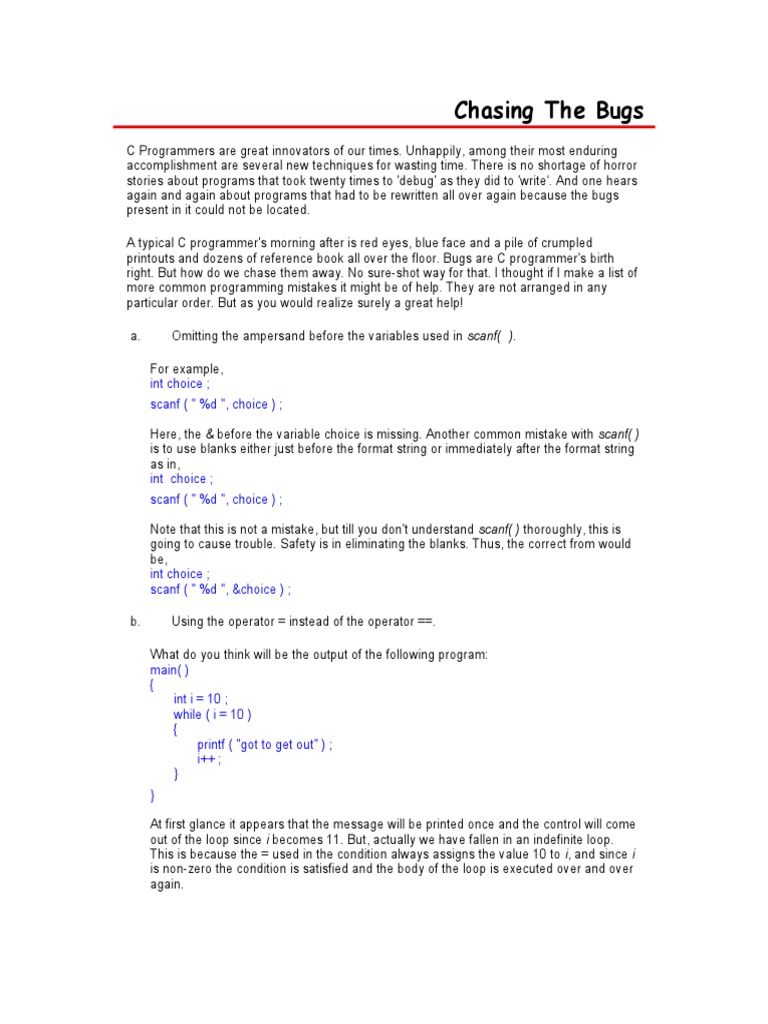 Common C Programming Mistakes | PDF | Parameter (Computer Programming ...