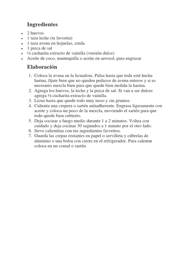 Crepas caseras saludables y versátiles PDF Tortita Cocina