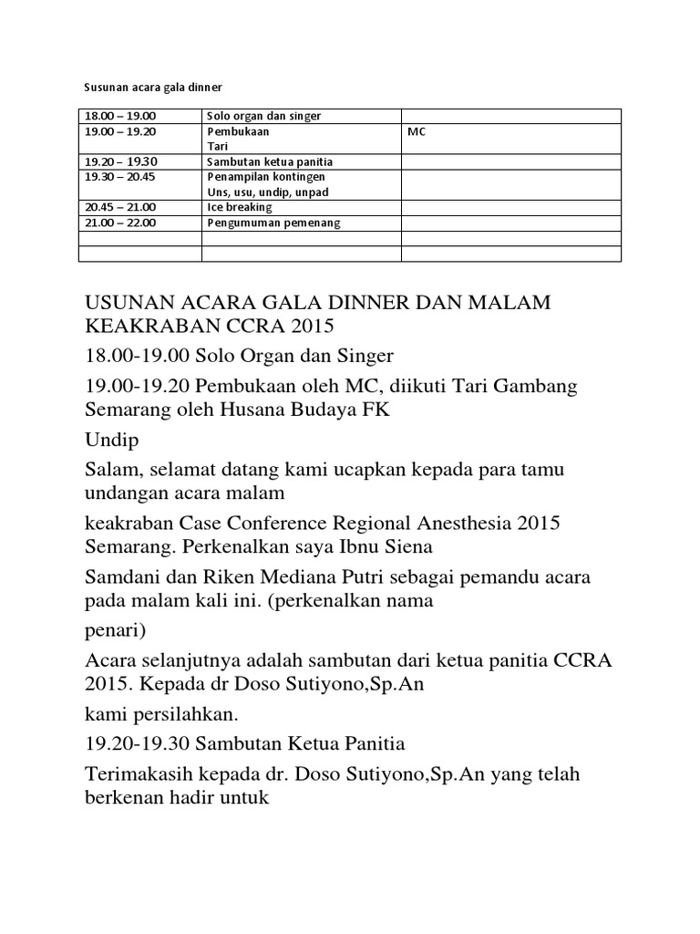 Susunan Acara Gala Dinner