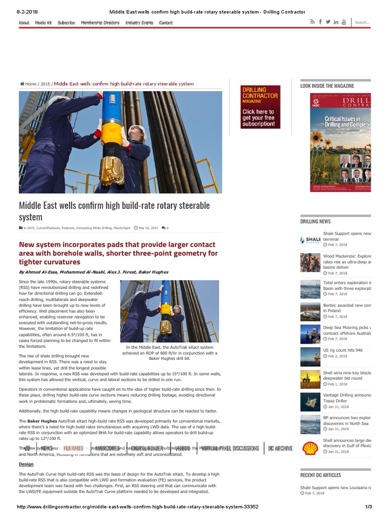 Middle East Wells Con RM High Build-Rate Rotary Steerable System | PDF ...