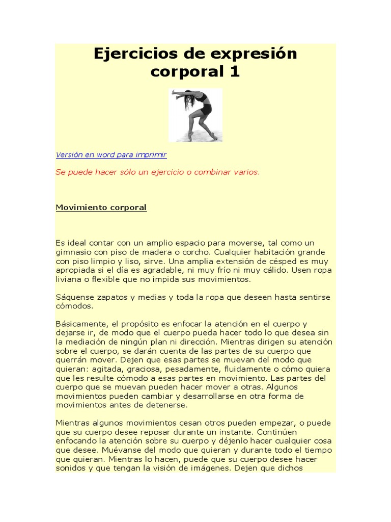 Ejercicios de Expresión Corporal | PDF | Ocio | Naturaleza