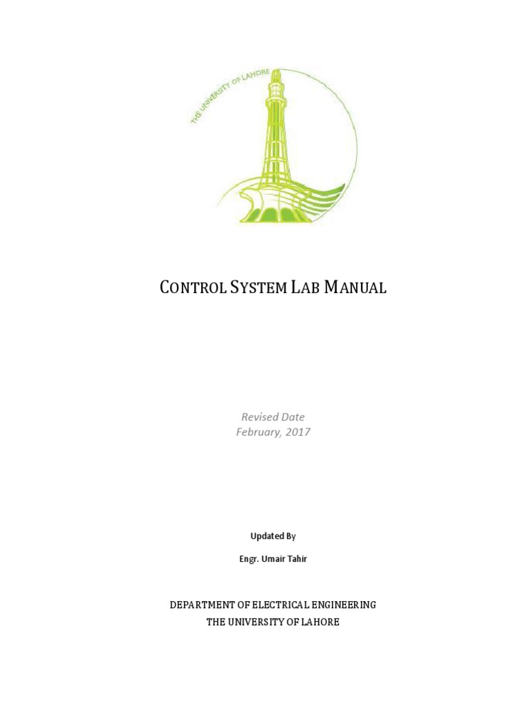 Control System Lab Manual Revised Version Winter 2017 | PDF | Control ...