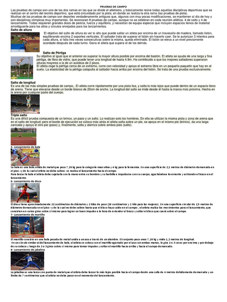 Pruebas de Campo Atletismo | PDF | Deporte del atletismo | Deportes ...