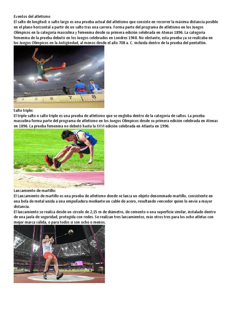 Eventos Del Atletismo | PDF | Deporte del atletismo | Deportes olímpicos de verano