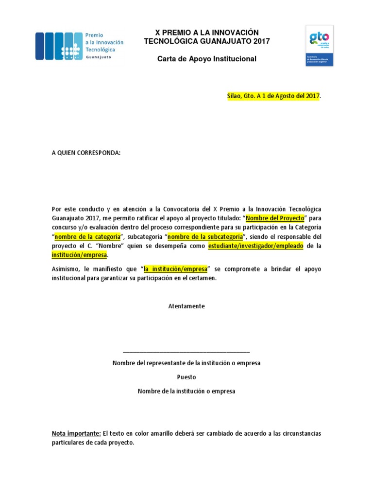 2Formato de Carta de Apoyo Institucional
