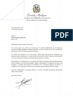 Carta de Condolencias Del Presidente Danilo Medina A Vilma Guzmán Viuda Lulo Por Fallecimiento de Su Esposo, Emilio Lulo Gitte