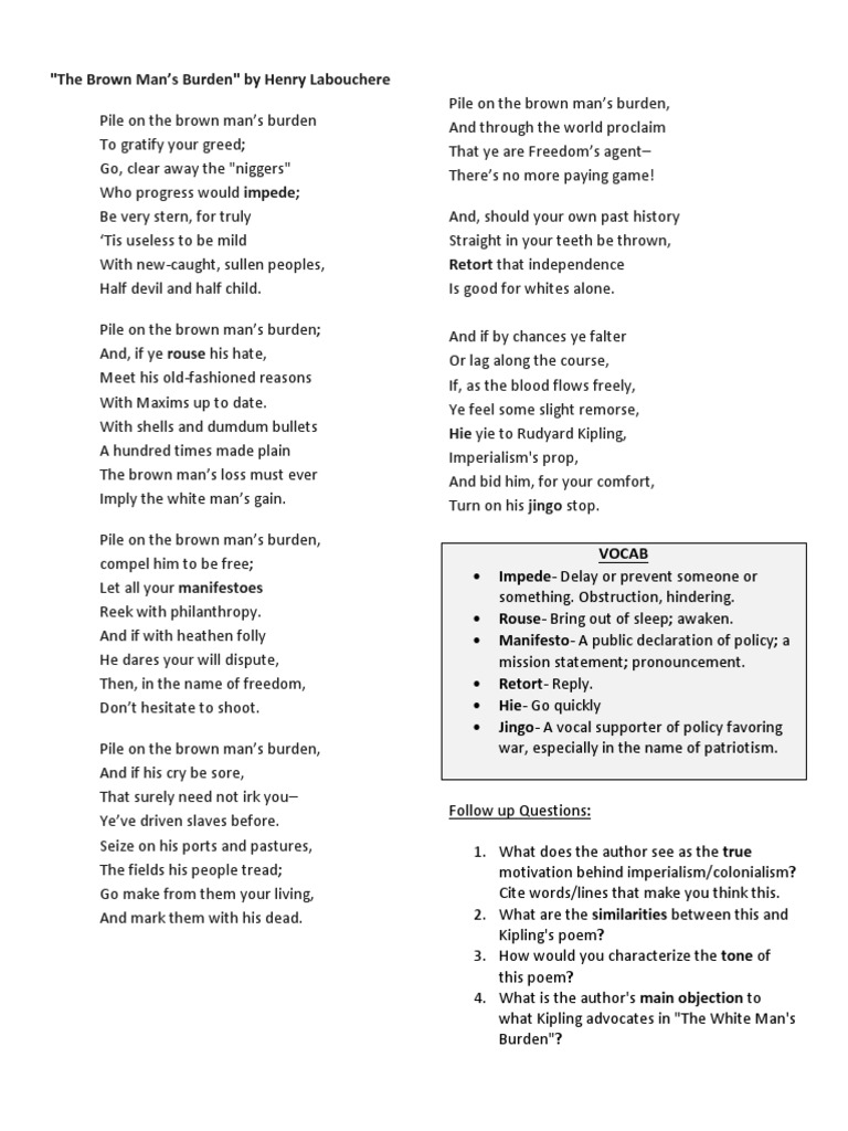 The Brown Mans Burden PDF