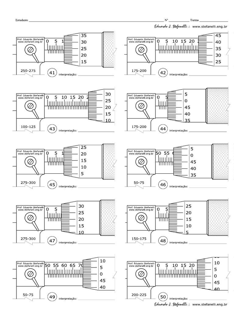 Micrometro Milimetro Centesimo Exercicio 3 PDF | PDF