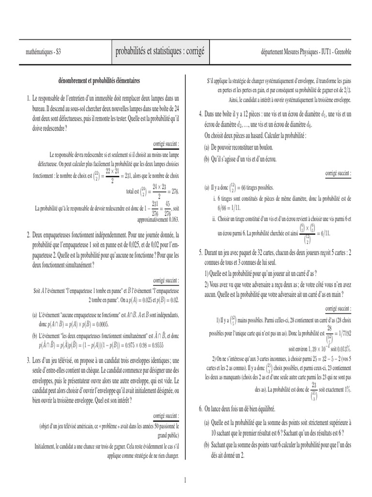 TD Probas | PDF | Intervalle de confiance | Écart type