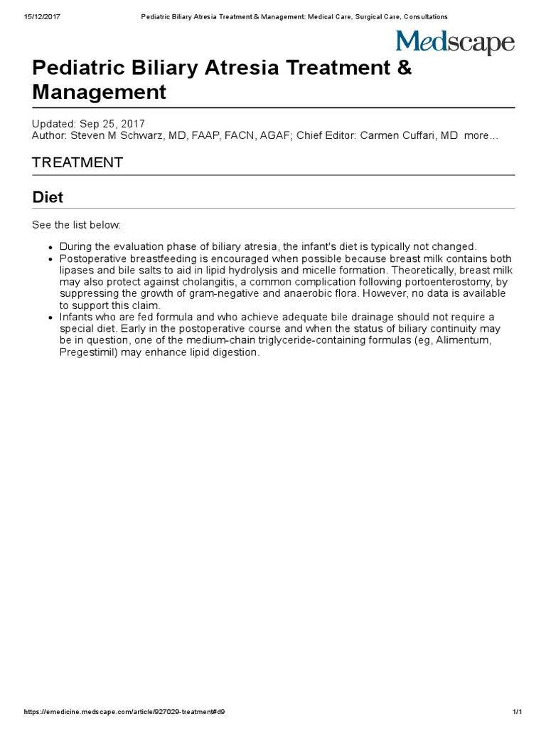 Pediatric Biliary Atresia Treatment & Management | PDF