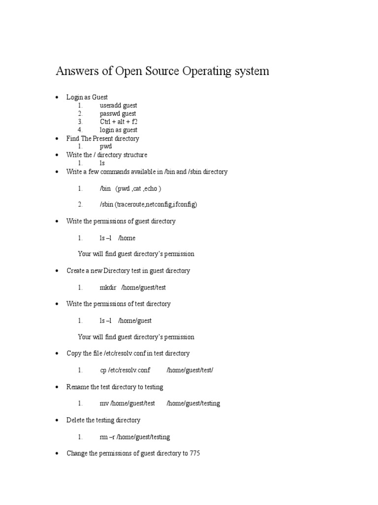 Answers of Open Source Operating System | PDF | Desktop Environment ...