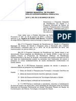 LEI #2. 240, de 23 de MARÇO de 2016, Reestrutura o Programa Integrado de Residências em Saúde e o Programa Municipal de Bolsas de Estudo e Pesquisa para A Educação Pelo Trabalho