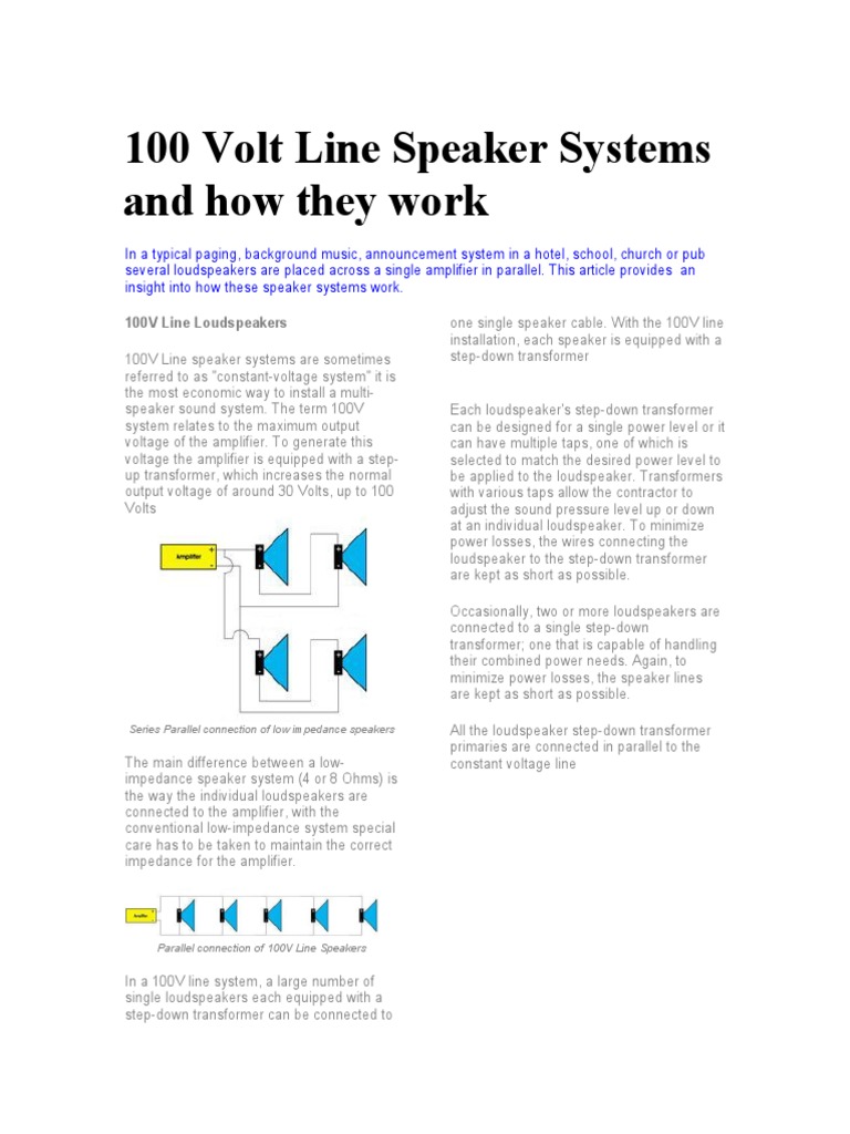 100V Line Loudspeakers PDF Audio Electronics Audio Engineering