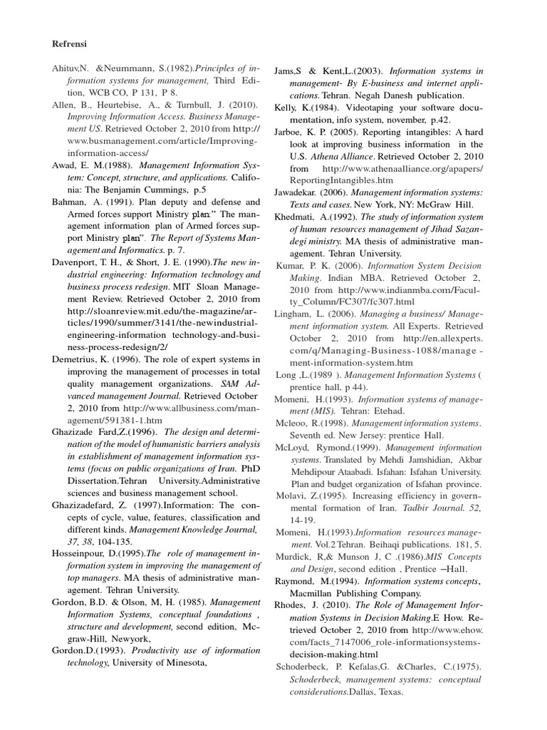 References for Management Information Systems | PDF | Management ...