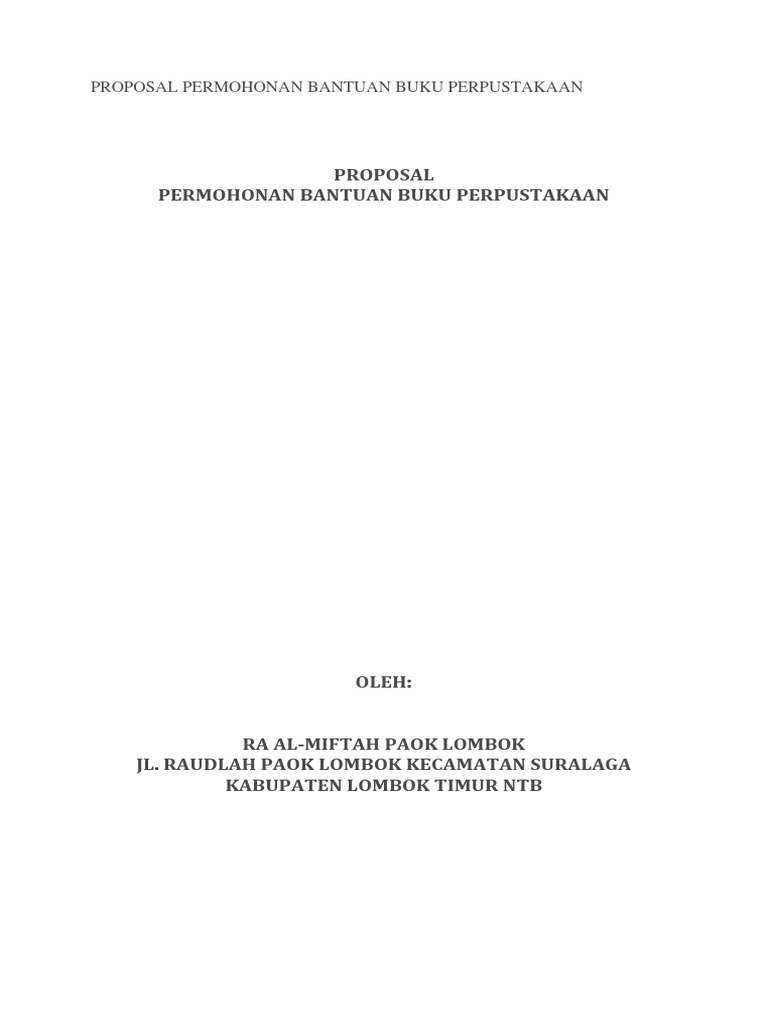 Proposal Permohonan Bantuan Buku Perpustakaan Pdf