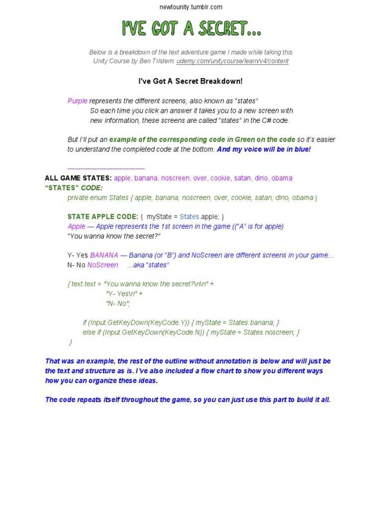 Secret Code Breakdown for Game | PDF
