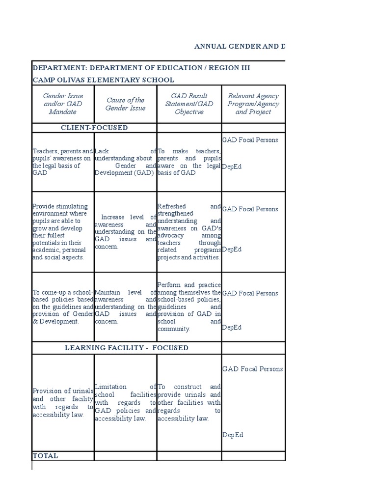 2017 GAD Report and GAD PLAN Accessibility Gender
