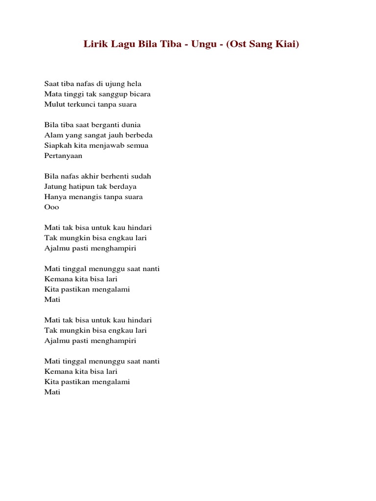 Lirik Lagu Bila Tiba Pdf