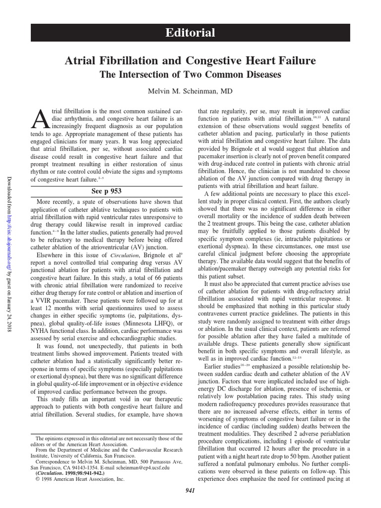 Atrial Fibrillation and Congestive Heart Failure: Editorial | PDF ...