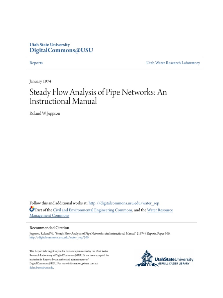 Steady Flow Analysis of Pipe Networks - An Instructional Manual PDF ...