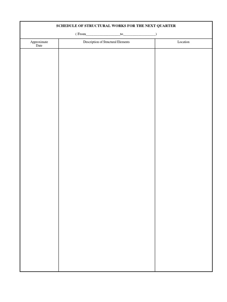 Structural Works Schedule for Q1 | PDF