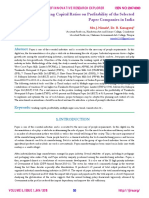 Impact of Working Capital Ratios on Profitability of the Selected Paper Companies in India 