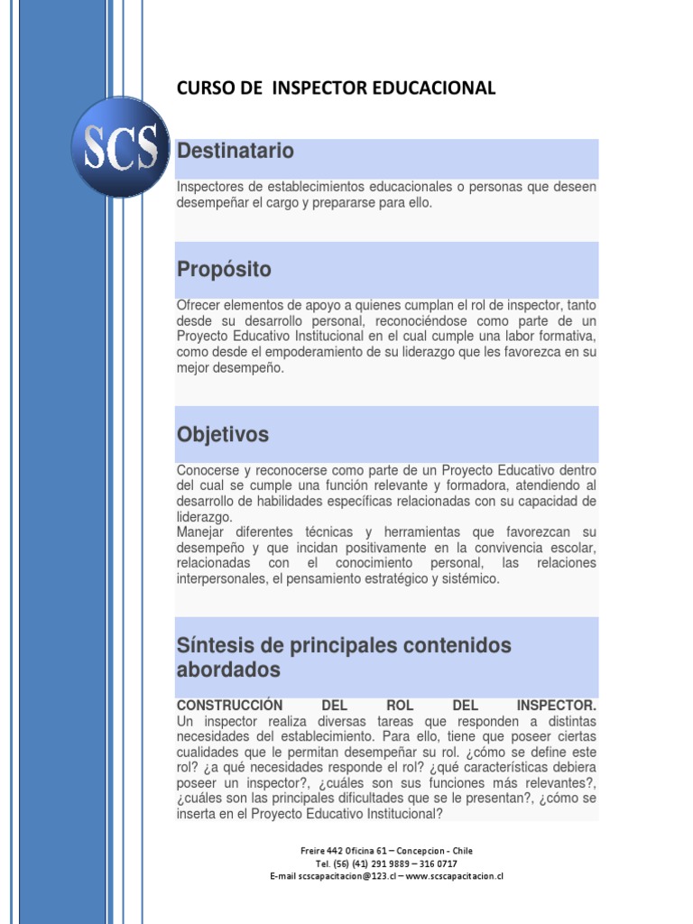 Curso Inspector Educacional Liderazgo Conflicto (proceso)