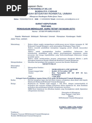 Contoh Sk Penugasan Guru