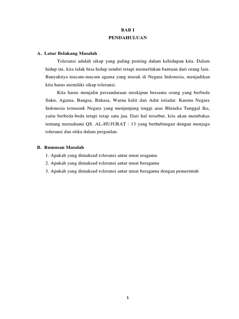 Toleransi Umat Beragama