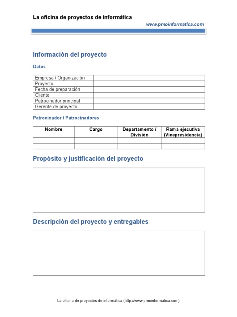 PMOInformatica Plantilla Acta de Proyecto | PDF | Presupuesto | Business